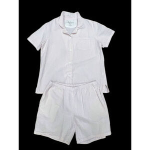 Vermont Country Store M Pink White Seersucker Pajama Set 2 Piece Cotton PJs